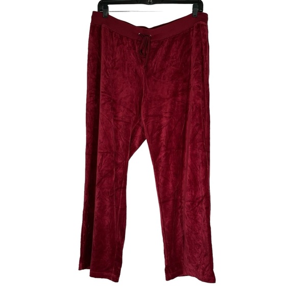 Venezia Velour Pants Drawstring Waist Red Y2K Athleisure Women's Size 18/20 - Picture 1 of 10